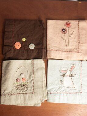 TAG LTD Spring Embroidered Fabric Accent Mats – Set of 4 – Easter Decor